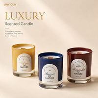 Ensemble cadeau de bougies parfumées en verre coloré de 200 g avec 4 senteurs, bougies de décoration intérieure à étiquette privée pour la vente au détail, emballage personnalisé OEM