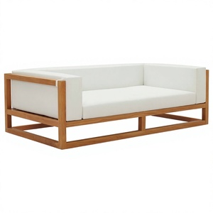 Modern Solid Wood Garden Sofa <b>Set</b> Outdoor Cushioned Patio Seating Minimalist Design <b>Waterproof</b> Furniture - Product Image 2