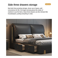 Meubles de chambre à coucher de luxe, prix bas, lits capitonnés multifonctionnels en noir doux, taille king, avec rangement pour enfants