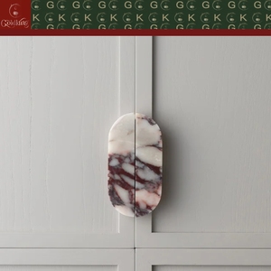 Gabinete de Doble Puerta GOLDKING con Tiradores Ovalados de Mármol, Color Rosso Grigio Emperador, Fabricación Personalizada OEM ODM Directo de Fábrica - Product Image 3