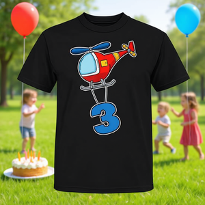 Camiseta de cumpleaños para niños con diseño de helicóptero número 3 - Product Image 3