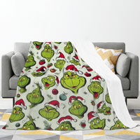 Couverture en flanelle personnalisée de haute qualité, impression 3D, motif Grinch, hiver, confortable, en polaire, anti-boulochage, lavable, Halloween, Noël