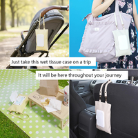 Porta Salviette in Morbida Pelle PU, Elegante e Resistente, Dispenser Portatile per Salviette Umidificate per Bambini, Custodia Appendibile per Fazzoletti Personalizzabile con Manico