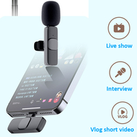 K9- Dual 2Mic lavalier mini micro sans fil cravate Clip microphone pour ios android téléphone mobile ipad enregistrement vocal microphones