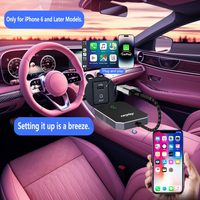 Adaptador Inalámbrico Fuallwin Portátil Mini USB de ABS+PC y Aleación de Aluminio, 5GHz WiFi Bluetooth Carplay con Control por Voz para iPhone Smart