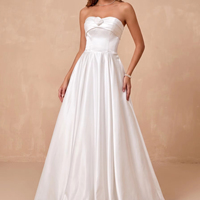 Gaun Pengantin Satin untuk Pengantin Wanita Ukuran Besar Model A-line Gaun Pengantin Kustom Satin Ivory Grosir Gaun Putih