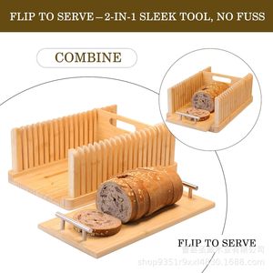 Bamboo Bread Slicer <b>Tray</b> With Crumb Collector Foldable <b>Storage</b> For Kitchen <b>Baking</b> Tools - Product Image 4
