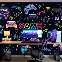 Papier peint coloré sur le thème des jeux, décoration de console de jeu, papier peint Graffiti Game Boy pour mur, papier peint pour salle de jeux
