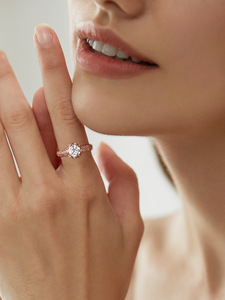 Anillo de Moissanita de oro rosa de 18 quilates con diamantes completos de la Vía Láctea, 1 quilate para mujer, joyería de plata de ley 925, regalo de boda - Product Image 5