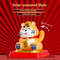 Statue de Tigre Porte-Bonheur Solaire à Main Agitable, Figurine Chinoise de Tigre Porte-Bonheur, Décoration de Bureau Feng Shui avec Logo Personnalisé, Cadeau d'Affaires pour les Fêtes