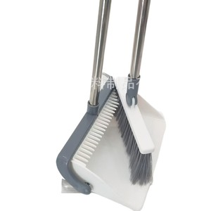 Ensemble balai et pelle pliables avec poils longs, manche en plastique, couleur blanche, pour le nettoyage domestique - Product Image 1