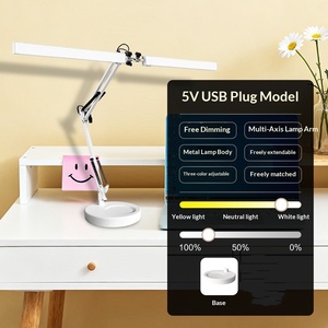 Lámpara de Escritorio LED de Doble Cabezal con Brazo Largo, Pantalla Metálica, Alimentación USB, Iluminación Ultrabrillante y Amigable con los Ojos para Estudiar, Dibujar y Trabajar con la Computadora - Product Image 6