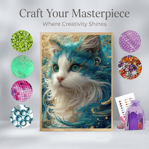 Kit de Broderie Diamant Complet Chat Maine Coon Bleu Fantaisie 5D DIY Peinture Diamant <span class=keywords><strong>pour</strong></span> Adultes Décoration Murale Salon Décoration Maison - Product Image 1