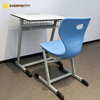 Proveedor de Muebles Escolares OEM ODM, Conjunto de Escritorio y Silla Individual para Estudiantes con Marco Metálico Moderno y Resistente para Aula