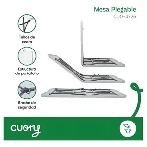 Mesa Plegable Cuory de 1.80 cm, Tipo Portafolio, para Jardín Exterior, de Plástico, Color Blanco, Cuo-4726 - Product Image 6