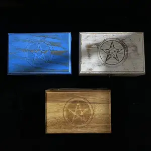 Hot Selling Wooden Jewelry Box Tarot Card Storage Box Pentagram Log Storage Box Divination Supplies