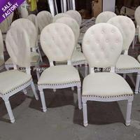 Chaise Louis en Bois Massif à Dossier Rond en Tissu Empilé de Style Français, Meilleures Ventes, pour Mariages et Événements