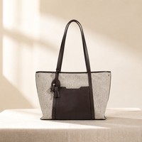 Sac fourre-tout en toile et cuir pour femme, grande capacité, sac à bandoulière vintage, sac de shopping, sacoche pour ordinateur portable, vente en gros, usine OEM