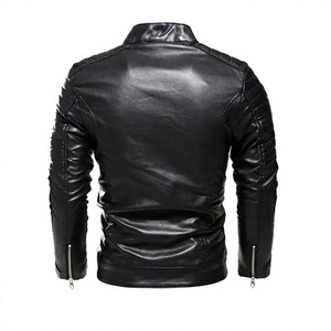 Chaqueta de Moto para Hombre, 100% Cuero Genuino, Calefactable, Corte Ajustado, Cierre de Cremallera, Cuello Mao, Color Sólido, para Invierno, con Logotipo Frontal - Product Image 6