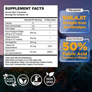 Gummies personnalisées Chinaherbs, marque privée, 100% naturelles, suppléments énergétiques au Shilajit doré pour adultes, produit vitaminique, énergie masculine - Product Image 2