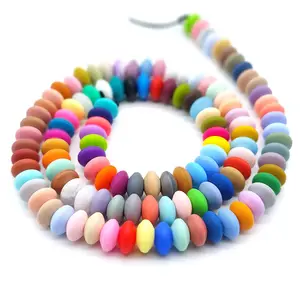 Hot Sale Food Grade 12mm Silicone Lentil Abacus Bead Baby Teething Silicone Beads Bulk For Necklace Bracelet Making