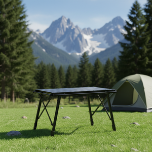 Table <span class=keywords><strong>de</strong></span> <span class=keywords><strong>camping</strong></span> pliante d'extérieur, type chenille, plateau en aluminium avec poteaux <span class=keywords><strong>de</strong></span> suspension pour pique-nique, barbecue, jardin - Product Image 5