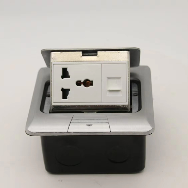 JD03 Aluminum Pop up Electric Plug Floor Multi Rj45 Switch Hidden Floor Socket Box