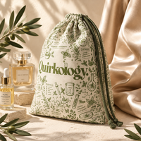 Pochette de rangement en coton bio respirant en mousseline naturelle avec cordon de serrage pour maquillage, produits de toilette, shampoing et lotion