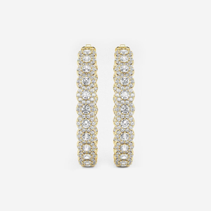 Elegantes Pendientes de Aro con Halo de Diamantes Cultivados en Laboratorio de 4 Quilates, Corte Redondo, con Brillo Radiante, Joyería de Lujo Ética para Mujer - Product Image 5