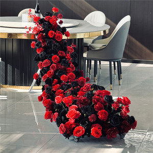 Rangée <span class=keywords><strong>de</strong></span> fleurs artificielles, arrangement floral <span class=keywords><strong>de</strong></span> roses rouges <span class=keywords><strong>et</strong></span> noires, panneau <span class=keywords><strong>de</strong></span> fleurs artificielles, <span class=keywords><strong>centre</strong></span> <span class=keywords><strong>de</strong></span> <span class=keywords><strong>table</strong></span> pour arche <span class=keywords><strong>de</strong></span> mariage, toile <span class=keywords><strong>de</strong></span> fond, fête à domicile - Product Image 3