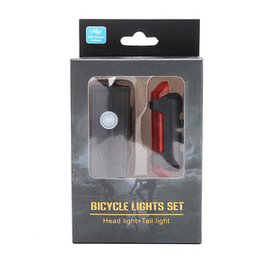 Yueli Bicycle <b>Lights</b> Set Head <b>Light</b> Tail <b>Light</b> <b>USB</b> Rechargeable <b>LED</b> Waterproof IPX4 4 Modes Plastic - Product Image 1
