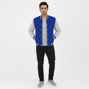 FINER THREADS Veste universitaire décontractée personnalisée pour homme, col montant, logo frontal, mélange polyester/coton respirant, style streetwear - Product Image 1