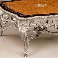 Table basse en bois de palissandre Lumiere Ivoire |   Table de luxe baroque en ivoire à festons avec plateau ajouré - EKAR