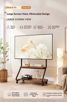 Troli TV Heavy Duty Kapasitas 50 Kg, Dapat Dipindahkan, Cocok untuk Layar LED LCD 32-75 Inch, Kompatibel VESA, Desain Kayu Artistik