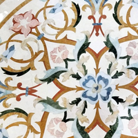 Revêtement de sol en marbre découpé au jet d'eau écologique, motifs artisanaux complexes, décoration intérieure, installation autocollante imperméable