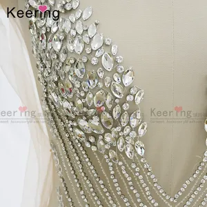 WDP-066 Keering-corpiño de lujo hecho a mano con diamantes de imitación, para vestidos de boda