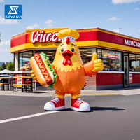 Cadena de comida rápida Publicidad Personaje de dibujos animados inflable Pulgar arriba Chef Pollo con Hamburguesa en la mano para eventos