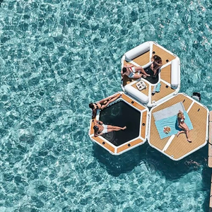 Plateforme flottante hexagonale gonflable de 290 cm, île flottante autonome pour yacht, piscine, <span class=keywords><strong>mer</strong></span> - Product Image 5