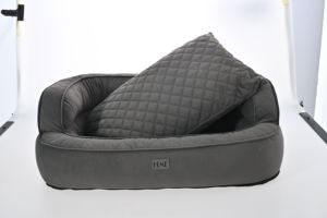 Weiches Plüsch-Haustierbett Abnehmbares Hunde- und Katzenbett Graues Gemütliches Kissen - Product Image 4