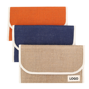 Pochette con Cerniera e Logo Personalizzato di Fabbrica, Organizer in Tessuto Naturale di Juta e Canapa per Trucchi, Skincare e da Viaggio - Product Image 2
