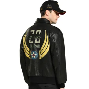 2023 animal skin casual vintage leather jackets for men shearling bomber jacket