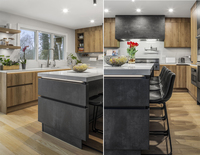 Mobili da Cucina Moderni Minimalisti in Rovere Bianco Lucido con Maniglie Nere, Forno Integrato, Cucina Modulare Personalizzata
