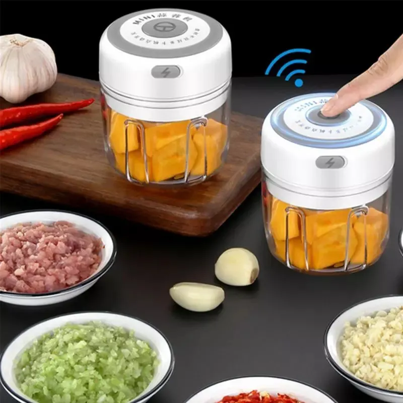 100/250ml 휴대용 전기 마늘 커터 미니 음식 쵸퍼 마늘 커터 야채 도구 USB 충전 주방 액세서리