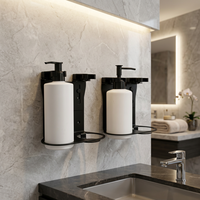 Distributeur de savon pour les mains et support mural pour shampoing de douche avec serrure à clé, finition en acier inoxydable