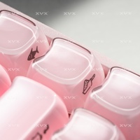 XVX Keycaps Mignonnes en forme de chat rose, en cristal de gelée, imprimées sur le côté, profil MAO, pour clavier mécanique gaming (119 touches) en PBT, personnalisées en anglais