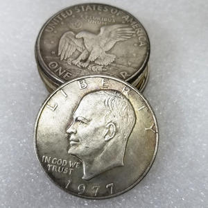 Pièce de monnaie américaine Eisenhower d'un dollar, réplique ancienne plaquée argent sur laiton, non magnétique, 1776-1976 - Product Image 5