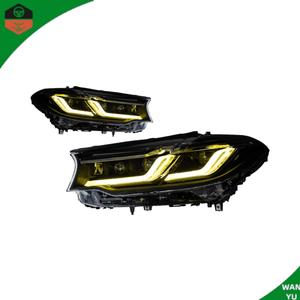 Phare Laser pour <span class=keywords><strong>BMW</strong></span> Série 5 G30 F90, mise à niveau LCI, avec sourcil bleu/noir, DRL bicolore jaune/blanc, et éclairage avant à commutation jaune/blanc - Product Image 2