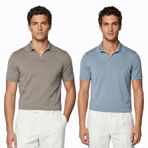 Camiseta Polo <span class=keywords><strong>Johnny</strong></span> Collar de Manga Corta, Estilo Veraniego, Sin Botones, Color Sólido - Product Image 1