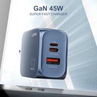 LDNIO Q6 Gan 45w Multi Plug PD/QC3.0 Super Fast Charger Quick Charger Adapter With 3 USB Port for Travel Mobile Phone Laptop