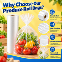 Sac enroulable transparent léger en PEHD pour légumes, idéal pour les importateurs, distributeurs, supermarchés et la vente en gros
